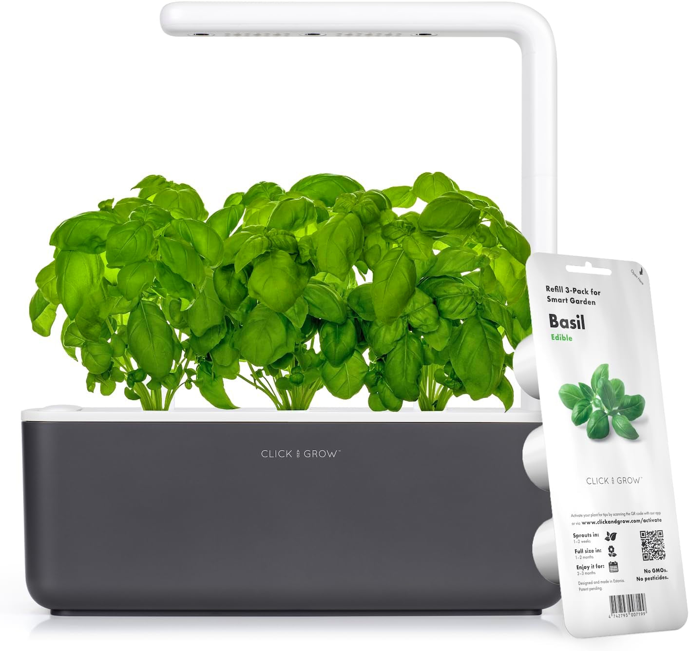 Click and Grow Growbox, Smart Garden, einfacher als ein Hydrokultur-Anbausystem, Indoor-Garten, Kräutergarten, Indoor-Gewächshaus mit 3 Pflanzenkapseln im Lieferumfang enthalten, weiß