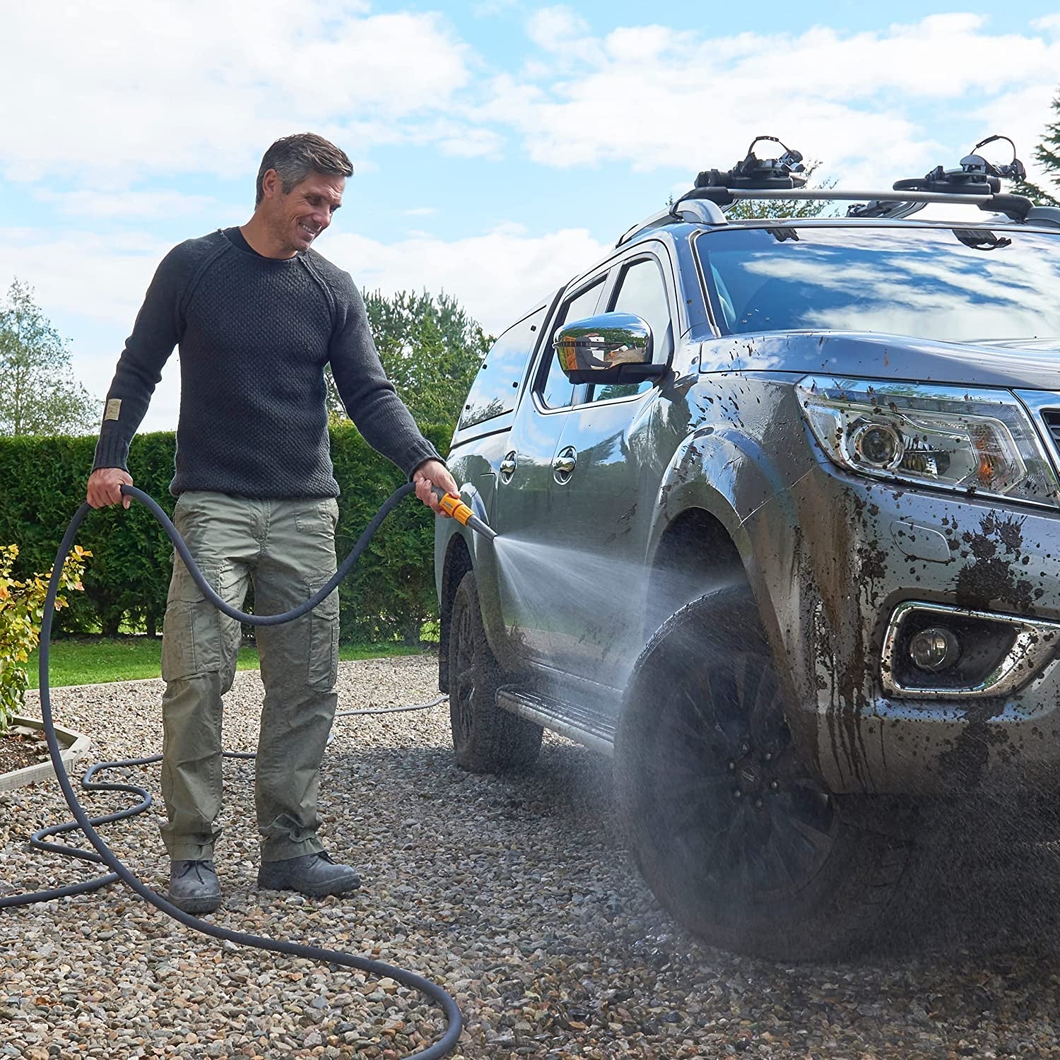 Furtun hibrid HOZELOCK - Tuffhoze 25 m: furtun extrem de flexibil cu tehnologie de țesătură Tuff Fiber, compatibil cu mașinile de spălat cu presiune (40 bar), furtun durabil și foarte ușor [8125A1240]