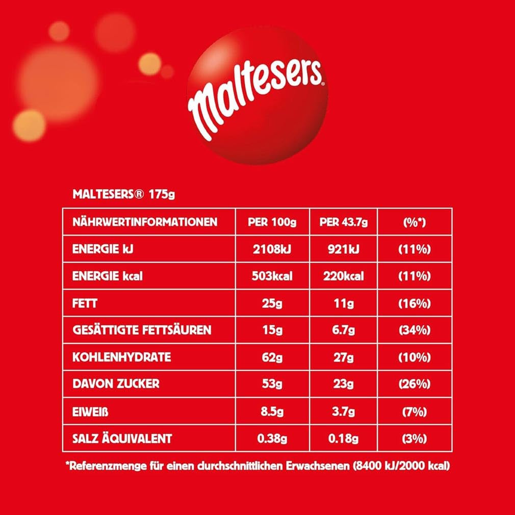 Maltesers Schokoladenkugeln mit knusprigem und leichtem Kern, luftiger Schokoladensnack, 1 Packung (1 x 175 g)