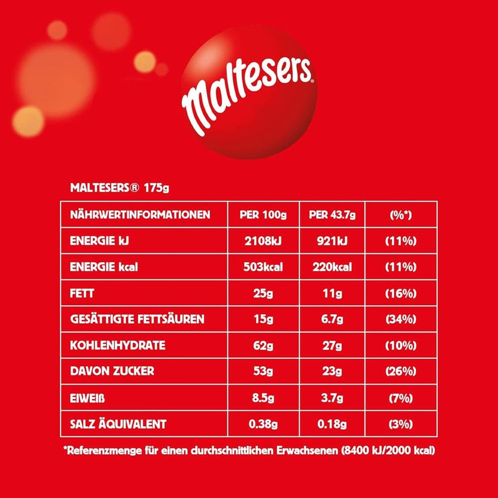 Maltesers Schokoladenkugeln mit knusprigem und leichtem Kern, luftiger Schokoladensnack, 1 Packung (1 x 175 g)