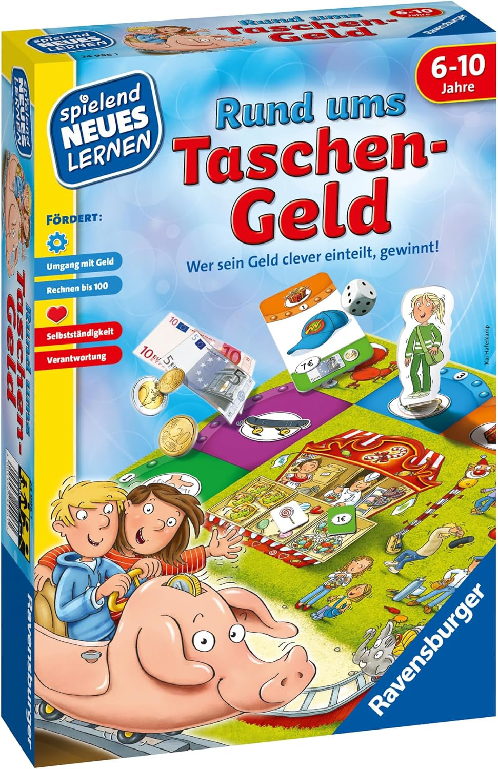 Ravensburger 24996 – Alles über Taschengeld – Spielen und Lernen für Kinder, Lernspiel für 6–10-Jährige, spielerisches Lernen für 2–4 Spieler
