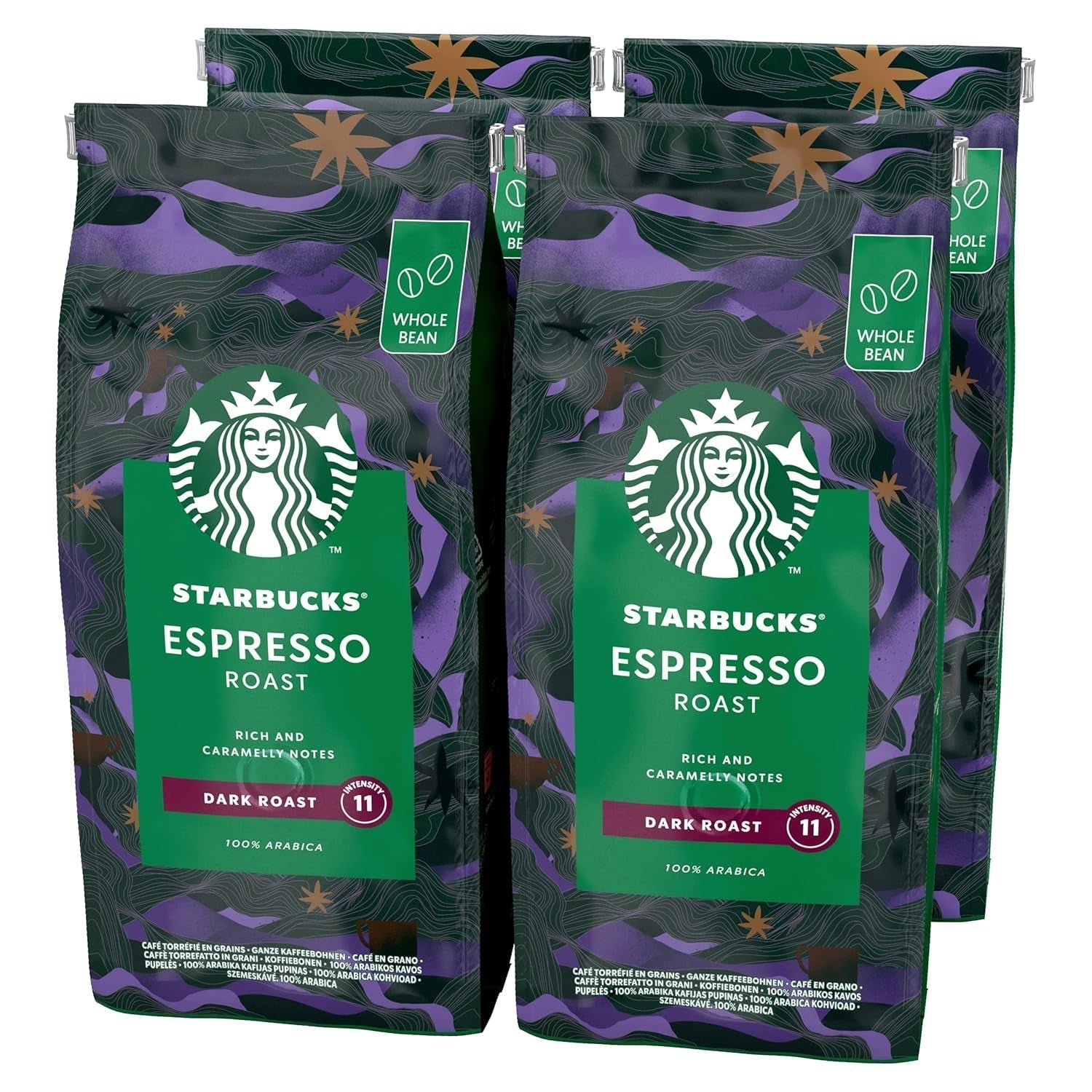 STARBUCKS Espresso Roast, Dark Roast, boabe de cafea întregi Cafea Naty Shop 4 x 450 grame Fara aroma suplimentara