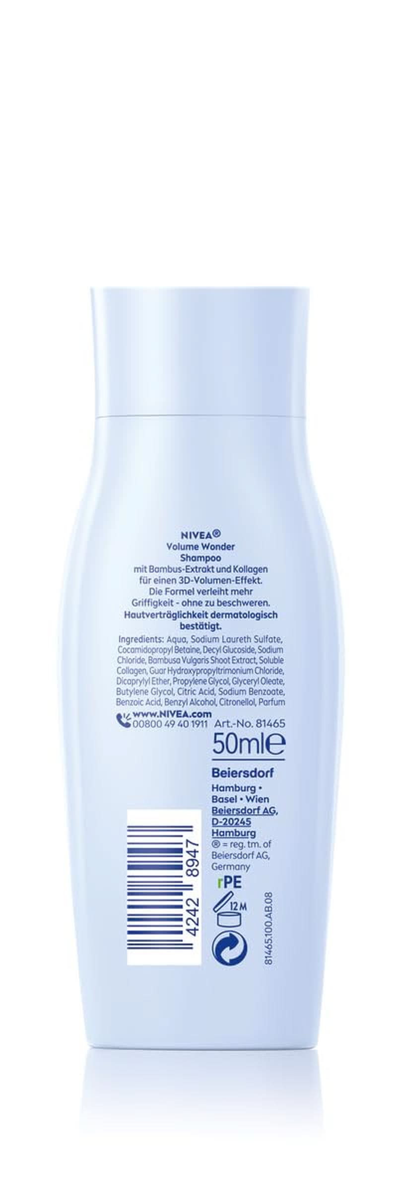 NIVEA Volume Wonder Kräftigendes Shampoo, Volumenshampoo, 50 ml Dusche und Bad Naty Shop