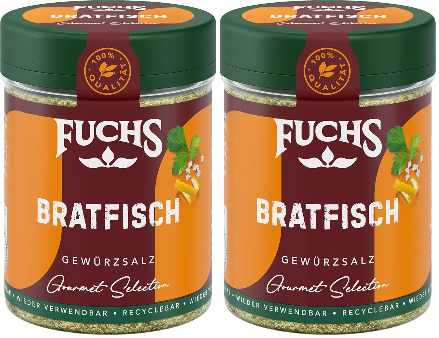 Fuchs Gourmet Selection Klassisch/Heimisch – Bratkartoffel Gewürzsalz, nachfüllbares Kartoffelgewürz, Salz zum Würzen von Brat- & Ofenkartoffeln, Pommes Frites & Co, vegan, 70 g