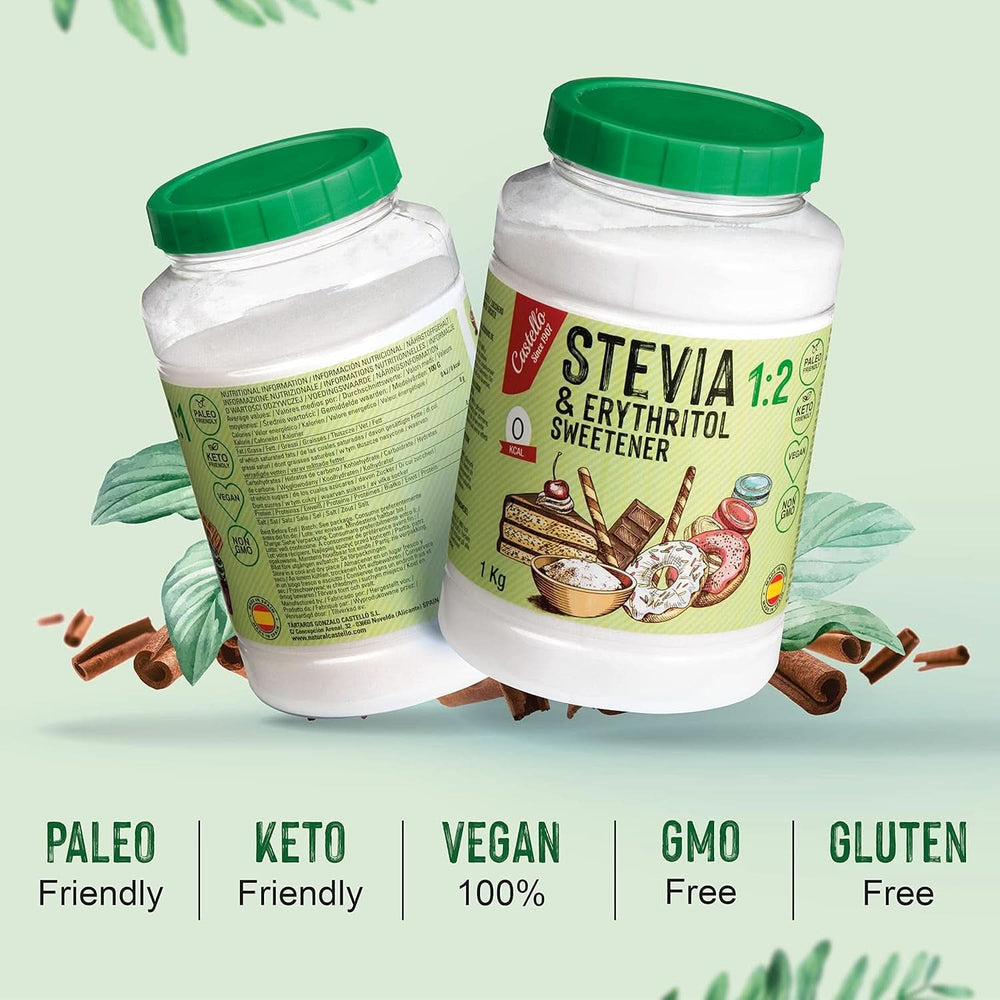 Stevia + Erythritol 1:2 Süßstoff, 1G = 2G Zucker, 1 kg Süßstoffe Naty Shop