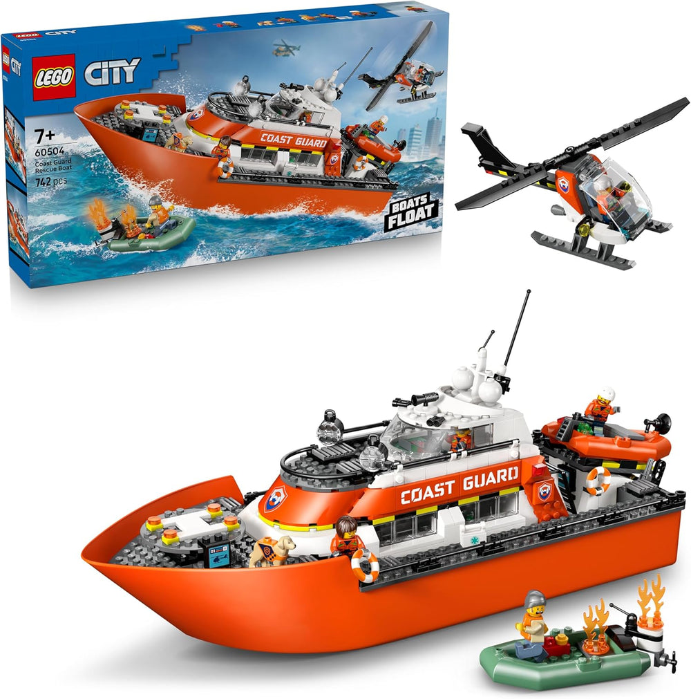 LEGO City Polizeistation auf der Gefängnisinsel, Polizeispielzeug mit Hubschrauber, Stiefel und Hai, Set mit 7 Minifiguren und Hund, Geburtstagsgeschenk für Jungen und Mädchen ab 7 Jahren 60419