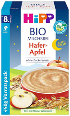 Hipp Bio-Milchbrei ohne Zuckerzusatz, Grieß und Banane, Vorratspackung (4X450 Gramm) Mutter und Kind Naty Shop 4 x 450 Gramm Apfel mit Hafer