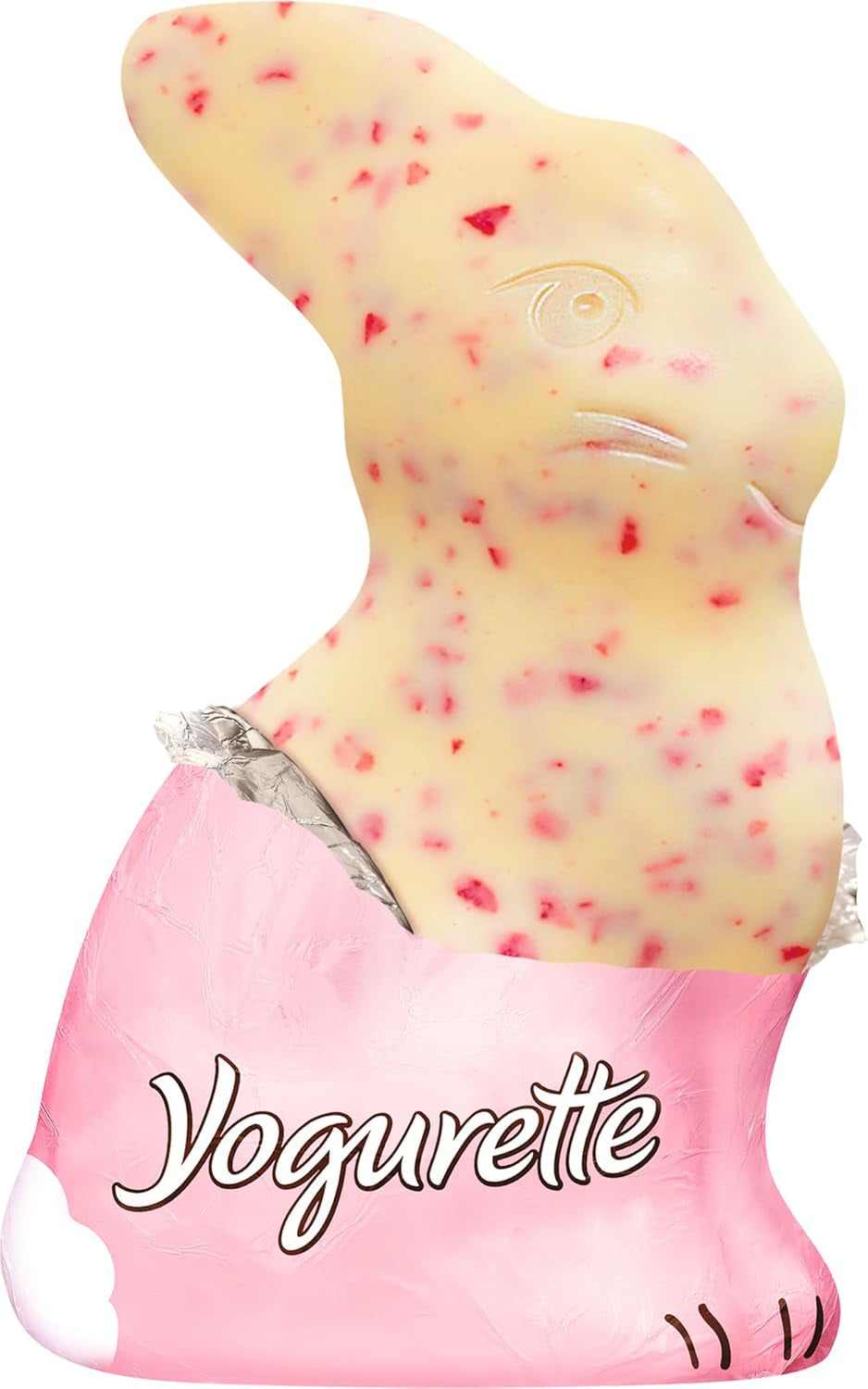 Osterhase mit Joghurt 75g – Schokohase zu Ostern – Weiße Schokolade mit Joghurt und fruchtigen Erdbeerstückchen – Schokohase zu Ostern und Osterkörbchen – Schokoladengeschenk – Ostergeschenk