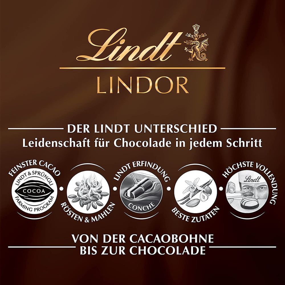 Lindor Schokokugeln 70 % extra dunkler Kakao | 137g Beutel | Ca. 10 Kugeln feiner Zartbitterschokolade mit zartschmelzender Füllung | Geschenk aus Schokolade | Schokoladengeschenk