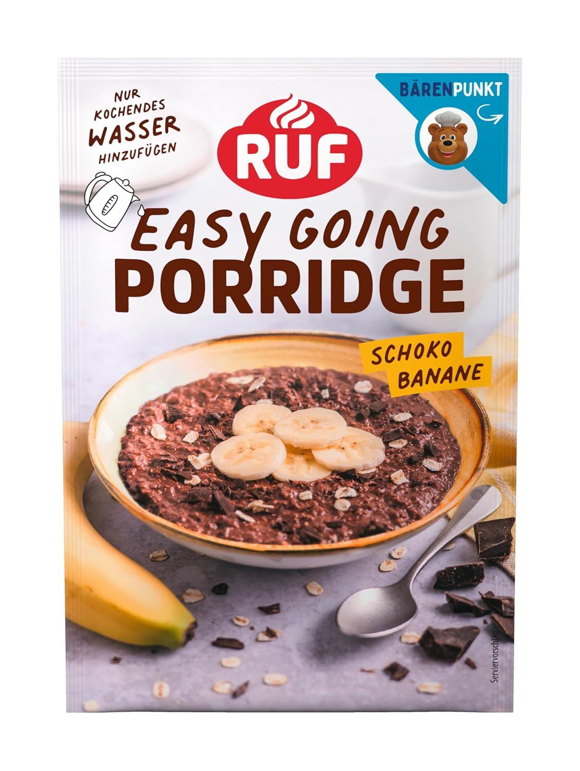 RUF Instant-Haferflocken mit Erdbeeren und Vanille, eine Sommermahlzeit mit Hafer, in 3 Minuten fertig, 1 Beutel x 65 g