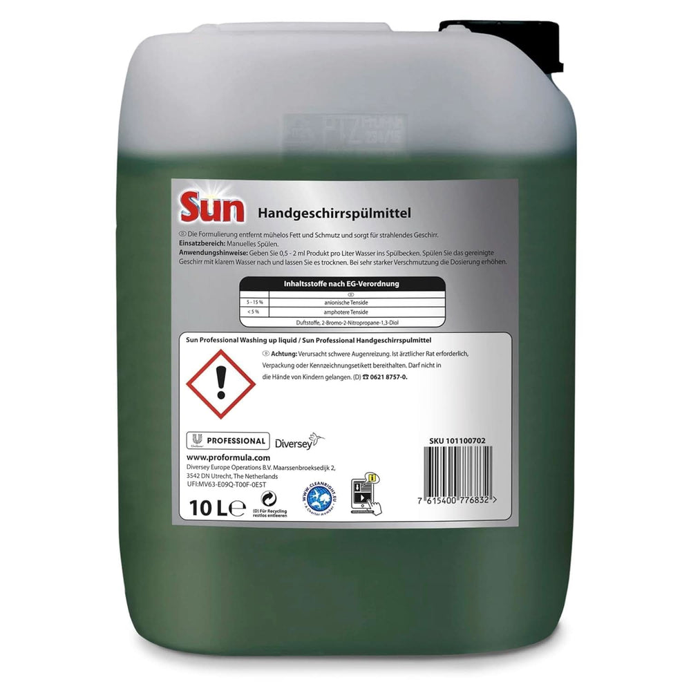 Sun Professional, lichid de spălat vase manual - Îndepărtare foarte eficientă a grăsimilor, cu parfum proaspăt de citrice, 10 litri Detergenti Bucatarie Naty Shop