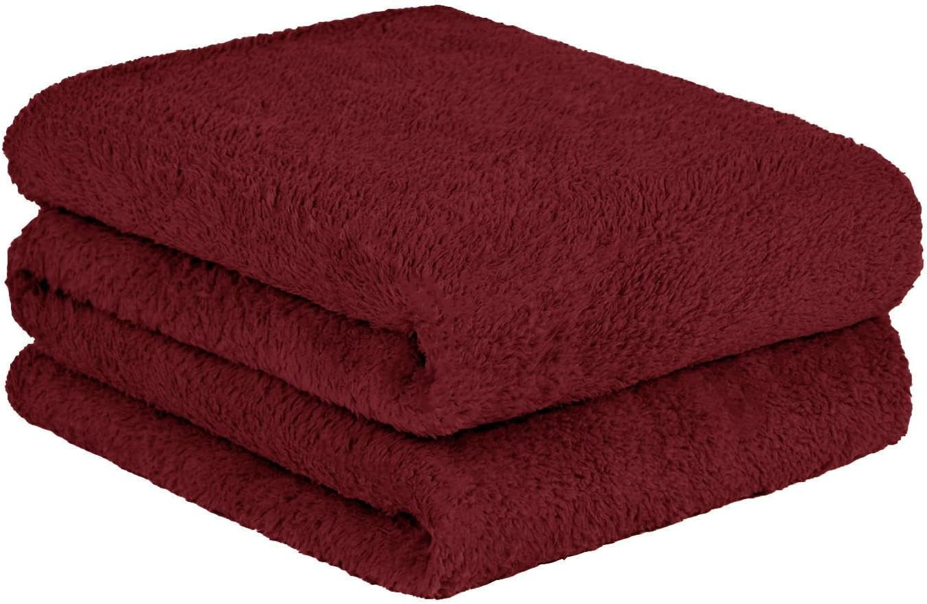 Brentford's Teddy-Fleece-Decke, große Bettdecke, Plüsch, superweich, warm, für Sofa, Bett, Tagesdecke, Schwarz – 150 x 200 cm, Betten und Decken, Besuche den Brentfords-Store, Weinrot, 125 x 150 cm
