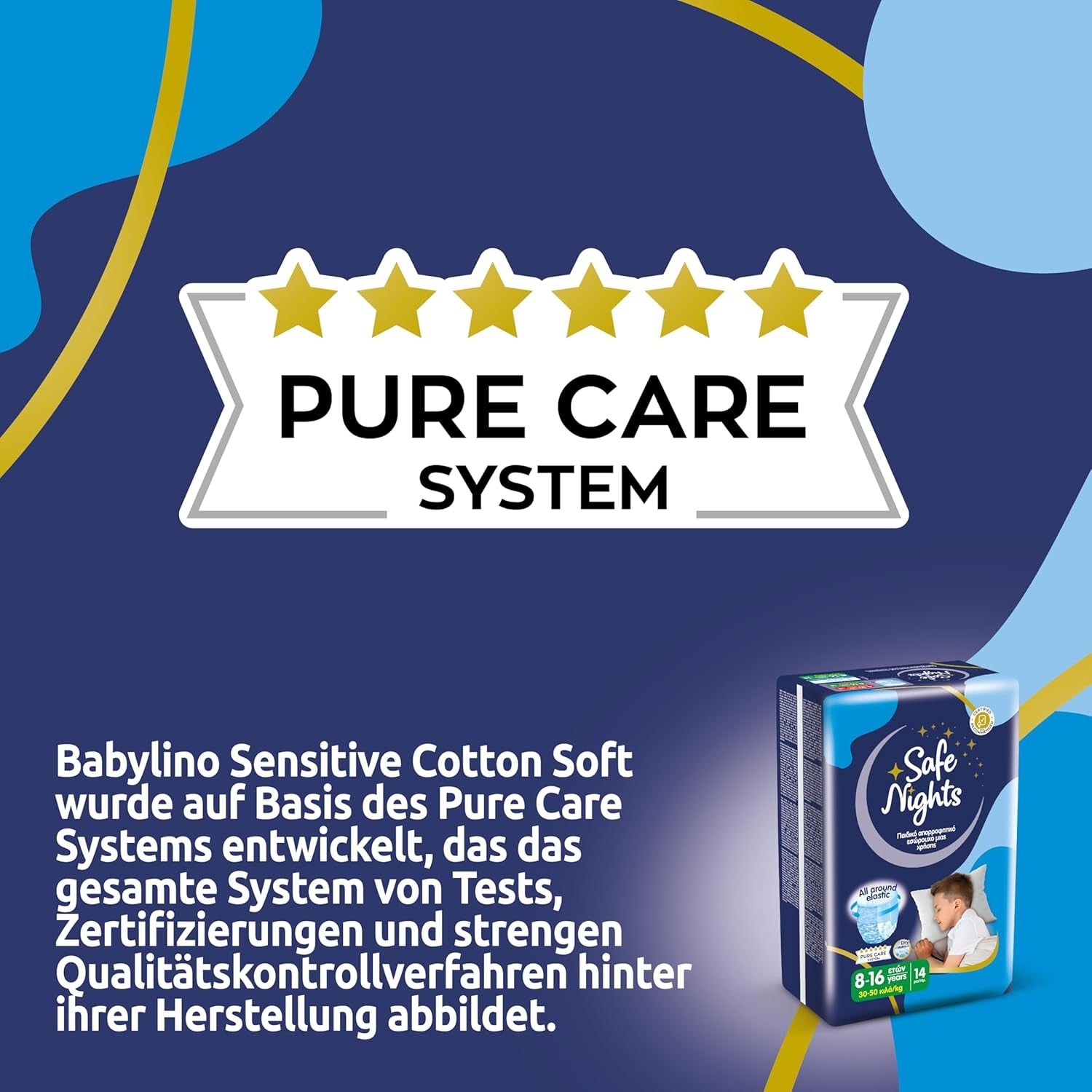 Safe Nights Boy, Nachthosen für 8–16 Jahre (30–50 kg), 84 Stück