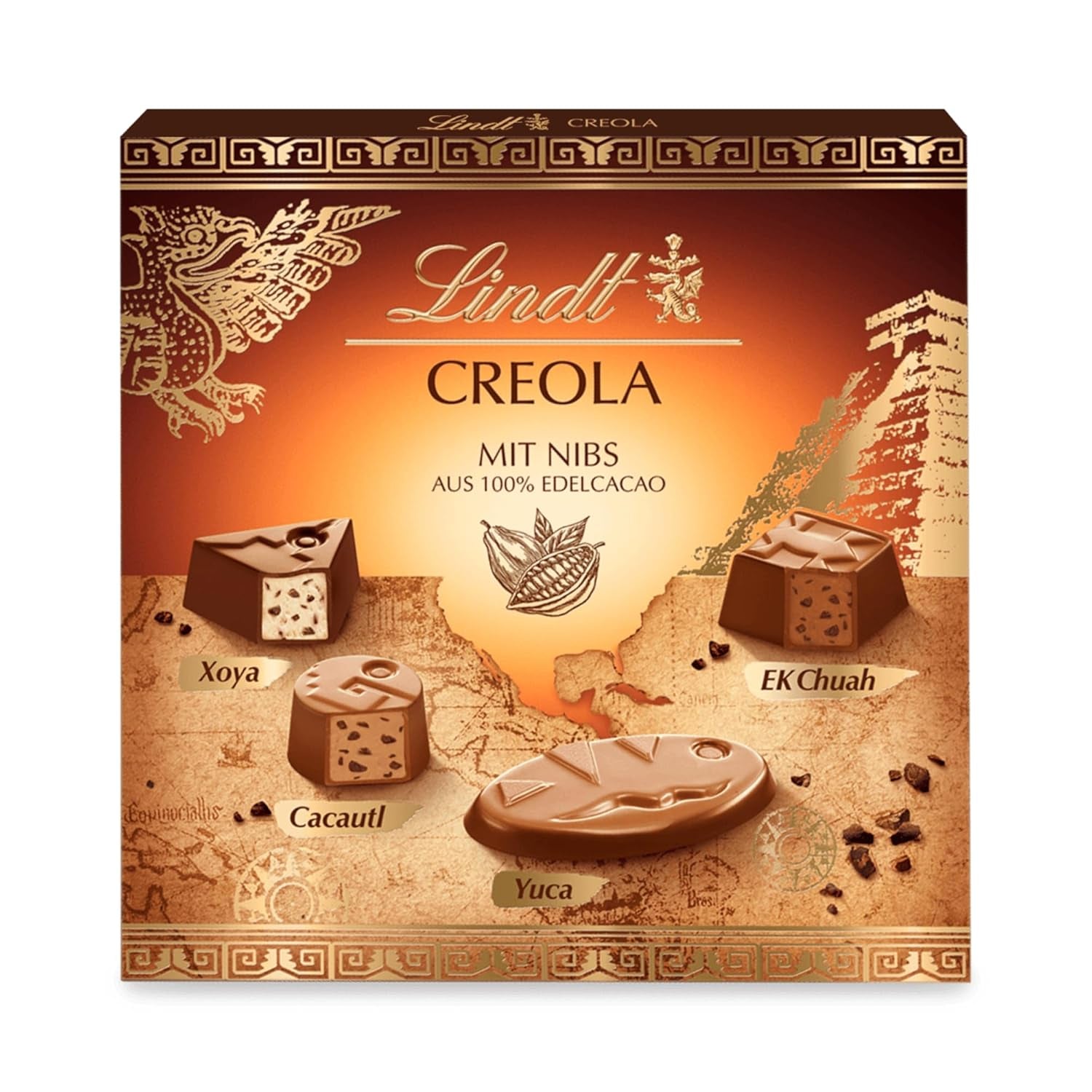 Lindt-Schokolade | Kreolische Pralinenschachtel | 165g | 15 Pralinen in 4 köstlichen Sorten, aus 100 % Edelkakao, alkoholfrei | Schokoladen-Geschenkset