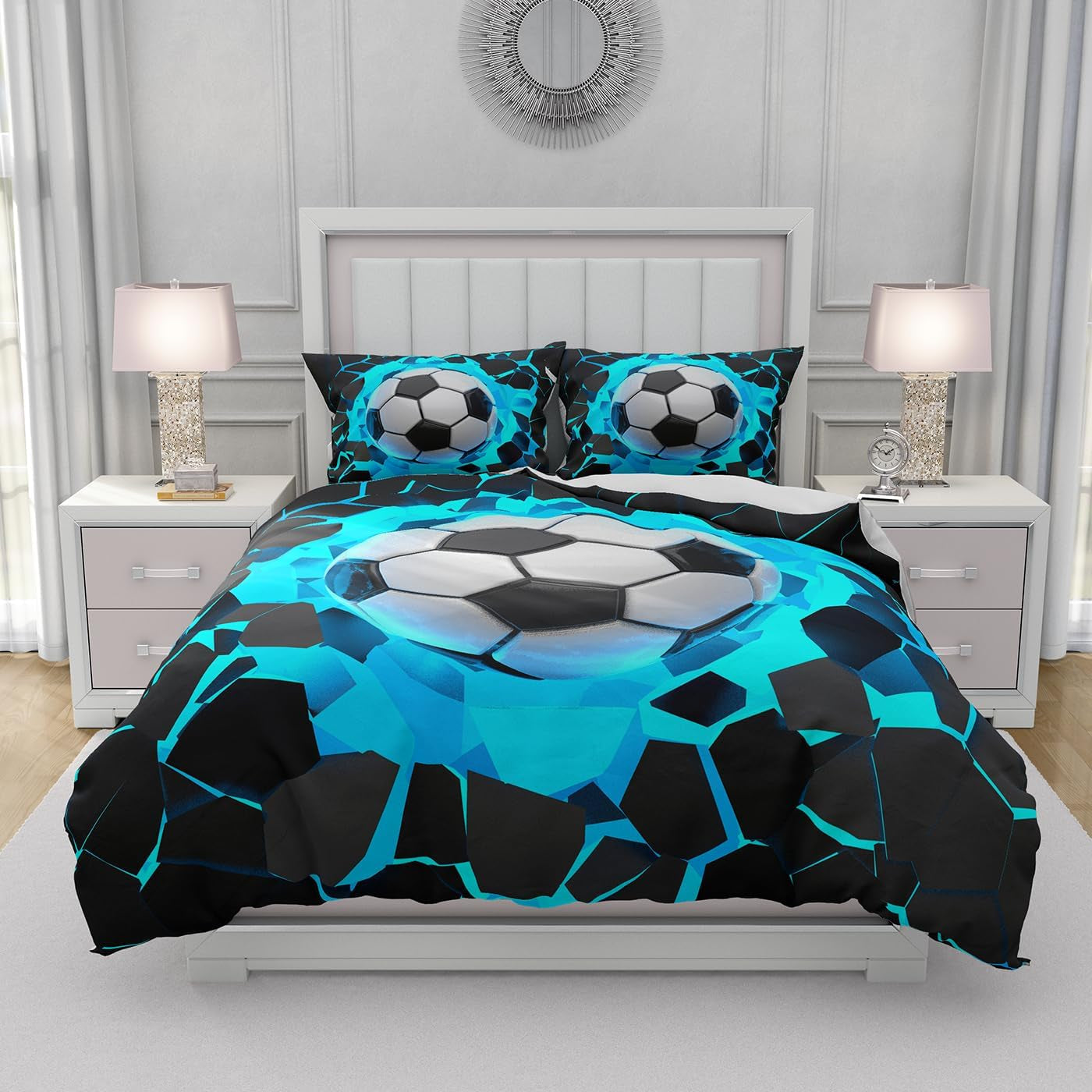 Lenjerie de pat pentru copii, fotbal, microfibre de poliester Lenjerie de pat - copii Naty Shop