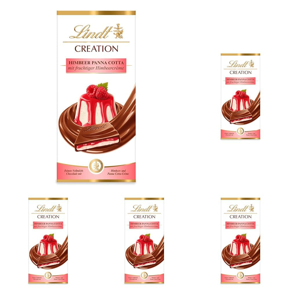 Lindt Chocolate Creation Himbeer-Panna-Cotta, Schokoladengeschenk, Schokoriegel, 150 g (5er-Pack)