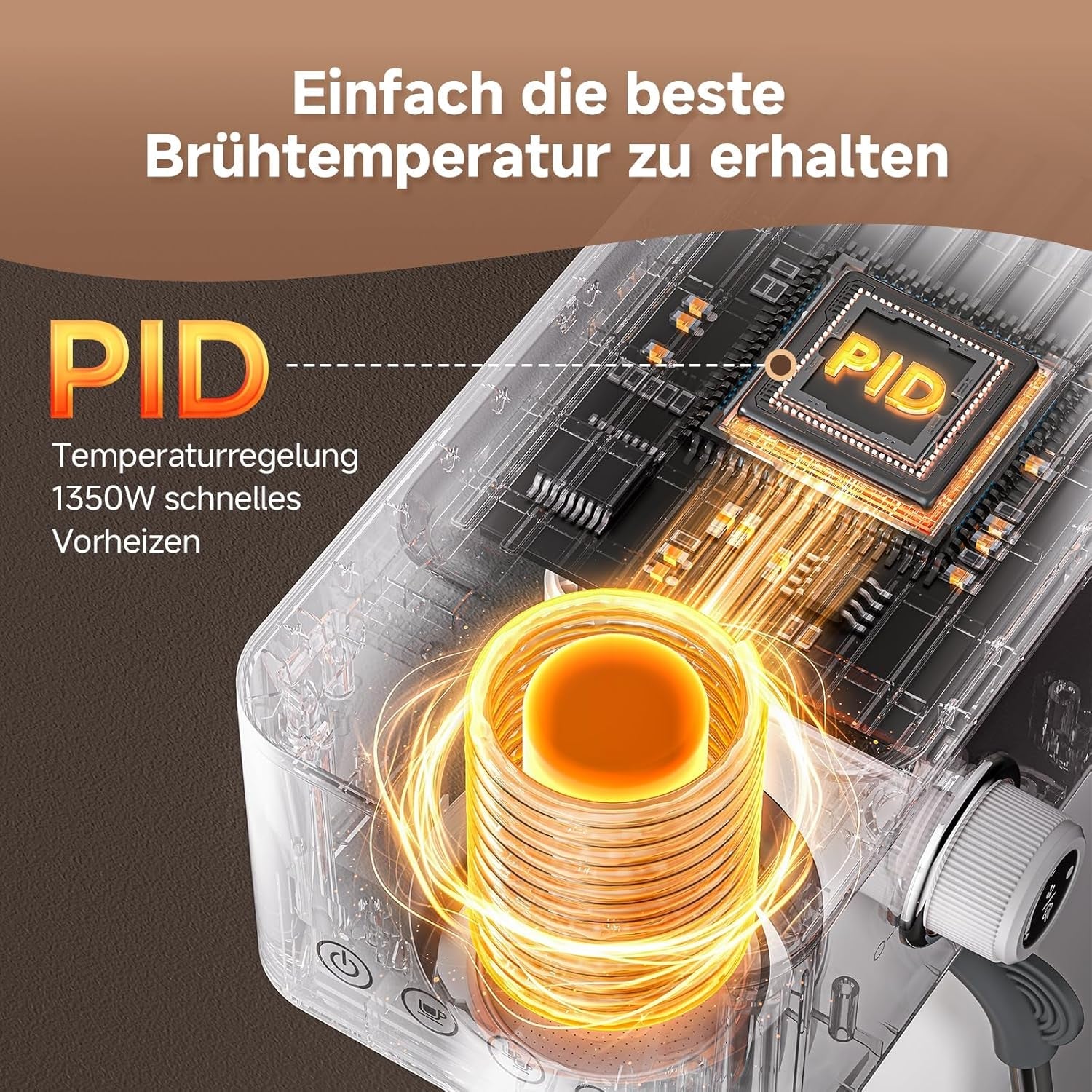 Espressor AMZCHEF cu 20 de bari, afișaj LED, spumator de lapte profesional și lance de abur din oțel inoxidabil, rezervor detașabil de 1,5 l, încălzire rapidă de 1350 W, alb