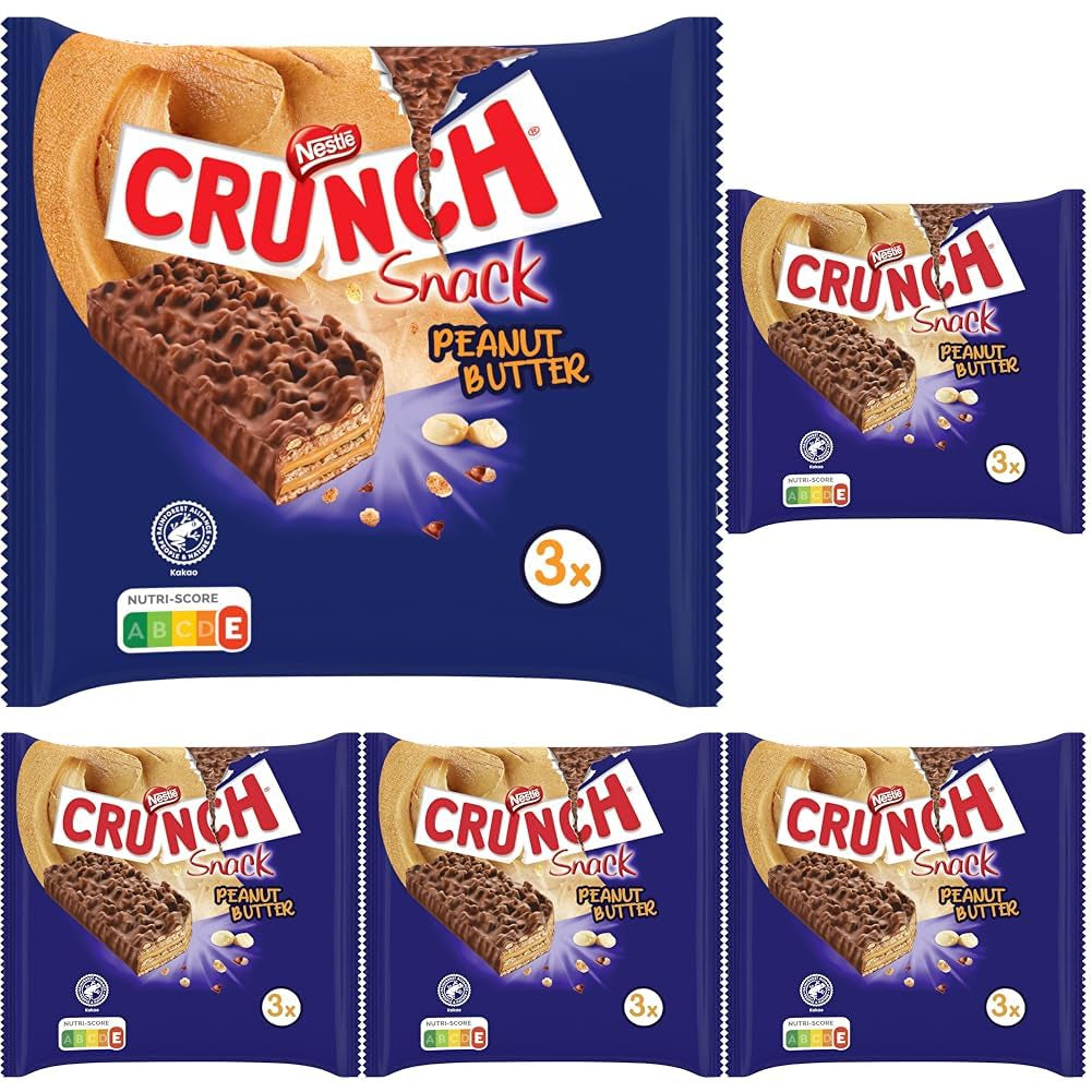 Nestlé Erdnussbutterriegel, knusprige Erdnussbutter-Müsli-Schokoriegel, 5er-Pack (je 3 x 31 g)