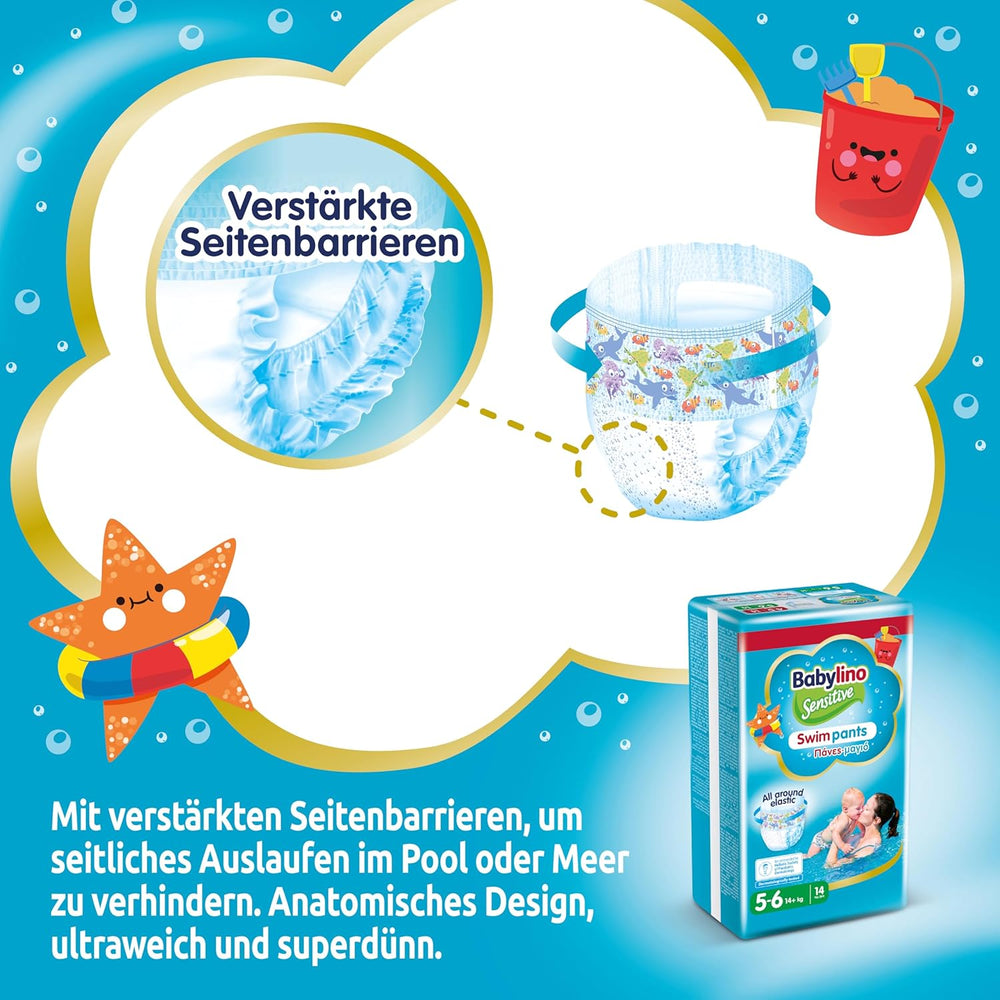Windeln Sensitive Badehosen, für Meer und Pool, Größe 5-6 (über 14 kg), 84 Stück