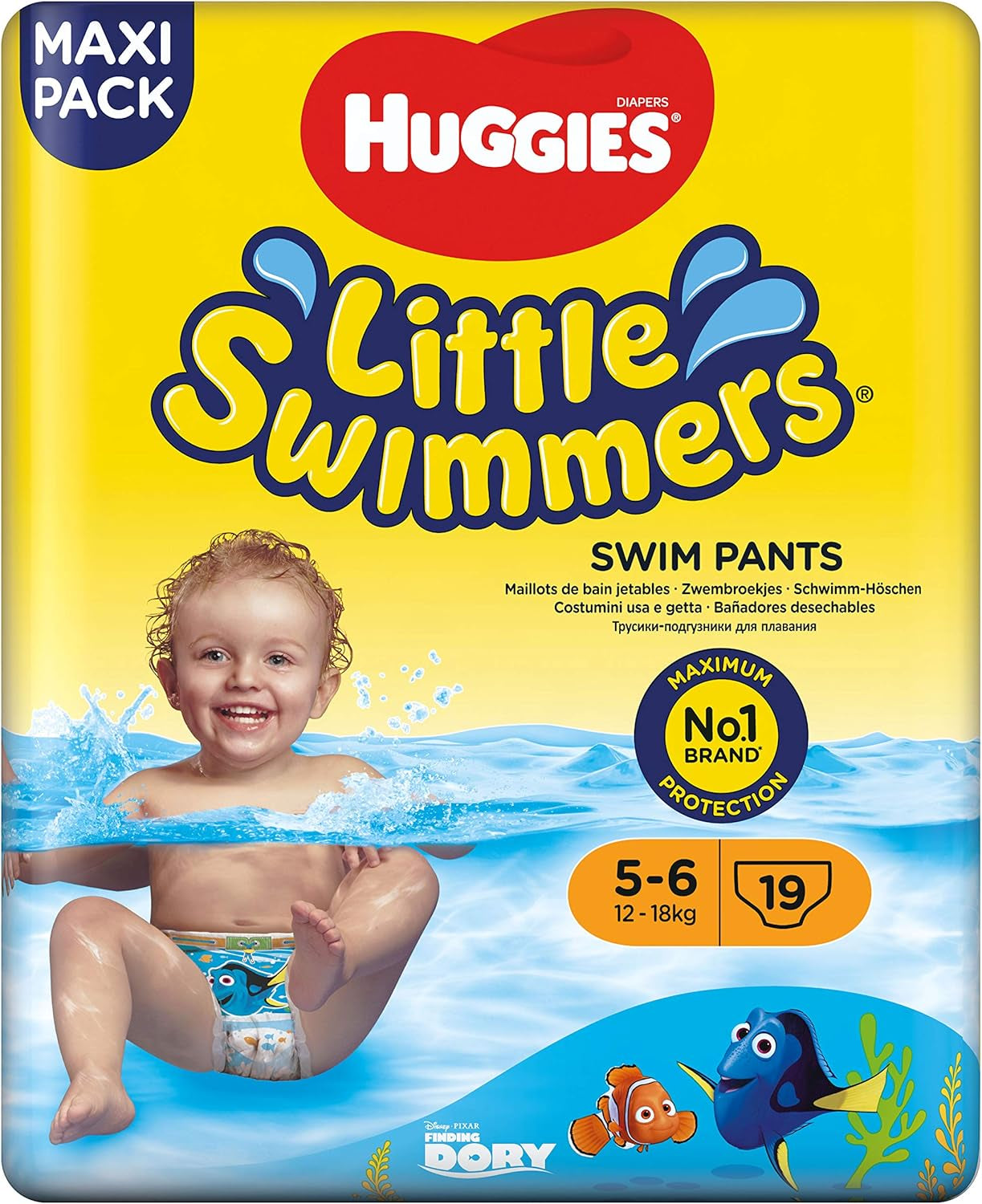 Huggies Little Swimmers Schwimmwindeln Größe 5/6 (12–18 kg), 1 Packung mit 19 Stück
