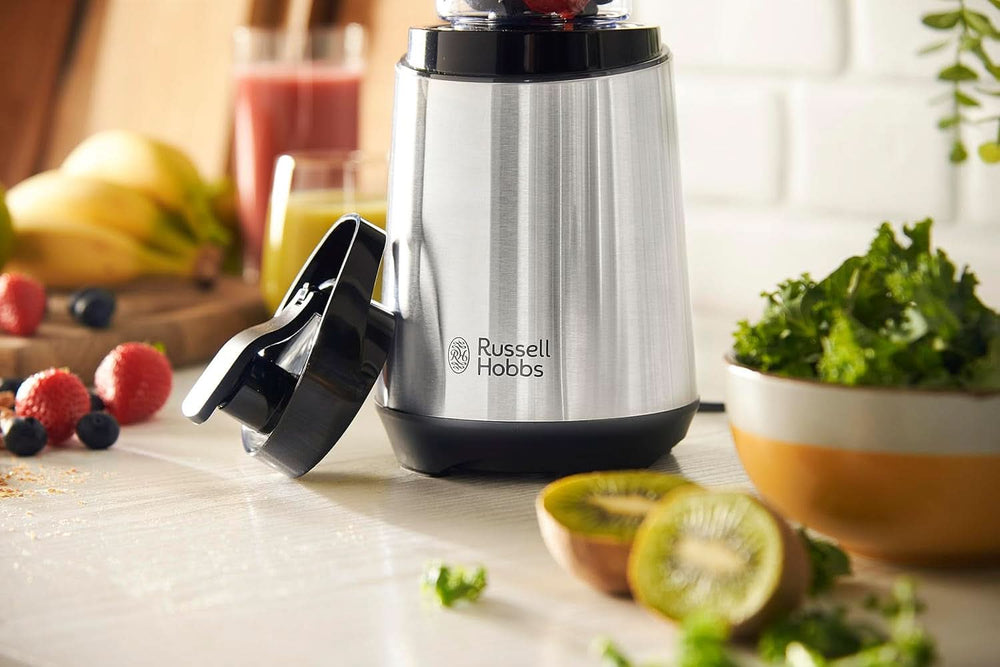 Russell Hobbs Mixer – Standmixer & Smoothie Maker to Go [23.500 U/Min Power-Motor] Inkl. 1X Mixbehälter 600Ml (Bpa-Frei, Spülmaschinen- & Bruchfest Inkl. Deckel) Zerkleinerer, Edelstahl, 23472-56 Kitchen Naty Shop