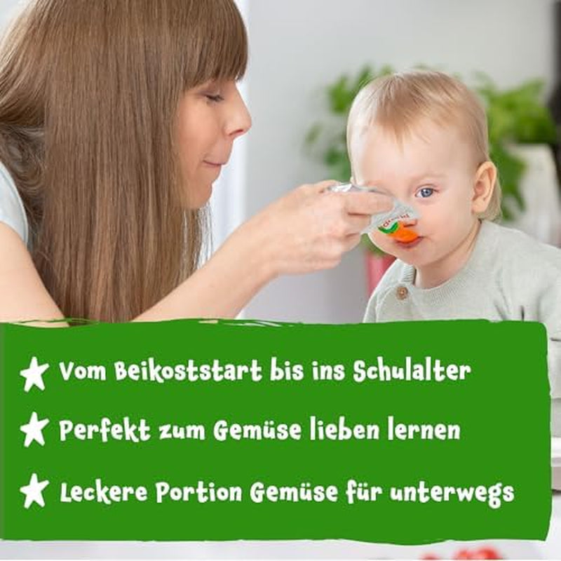 Pumpkin Organics Beutel mit Bio-Gemüse und Getreide, 8er-Pack: Birne, Erdbeeren, Süßkartoffeln, Rote Bete, Banane, Hafer – Ohne Zuckerzusatz¹ – Ab 6 Monaten – als Snack oder Ergänzungsnahrung in der Packung (8 x 100 g)