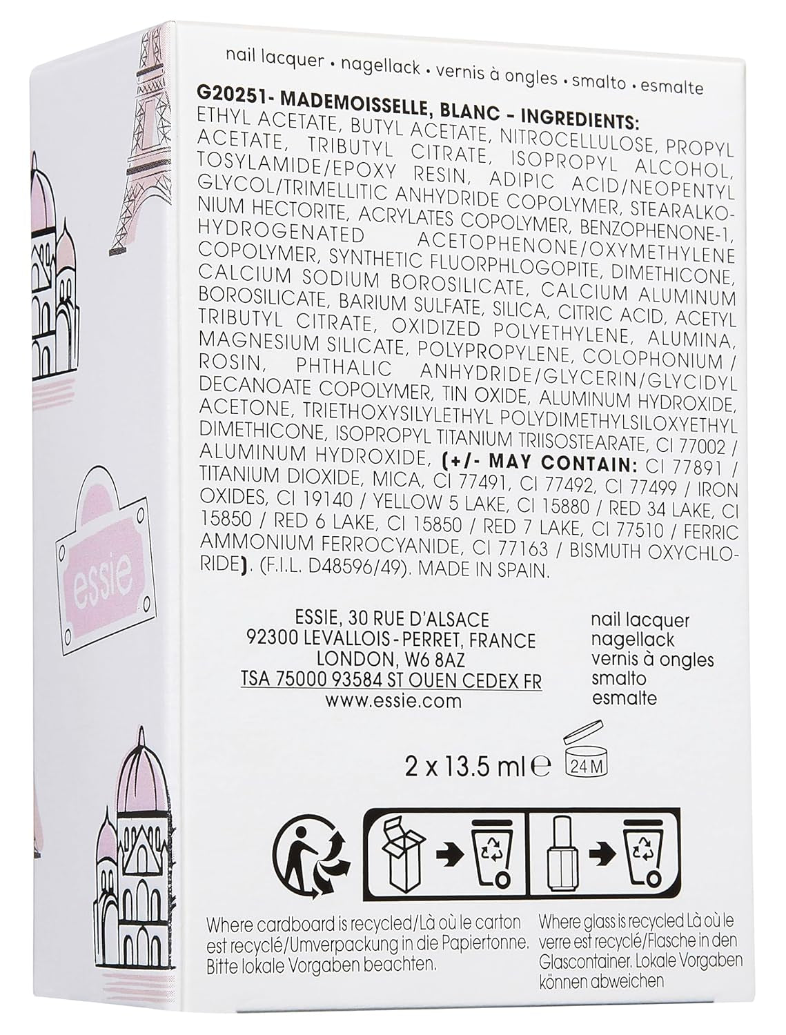 Essie Nailart French-Maniküre-Set (Nr. 01 blanc, Nr. 13 mademoiselle), exklusiver Nagellack: hochwertig, langlebig und farbintensiver