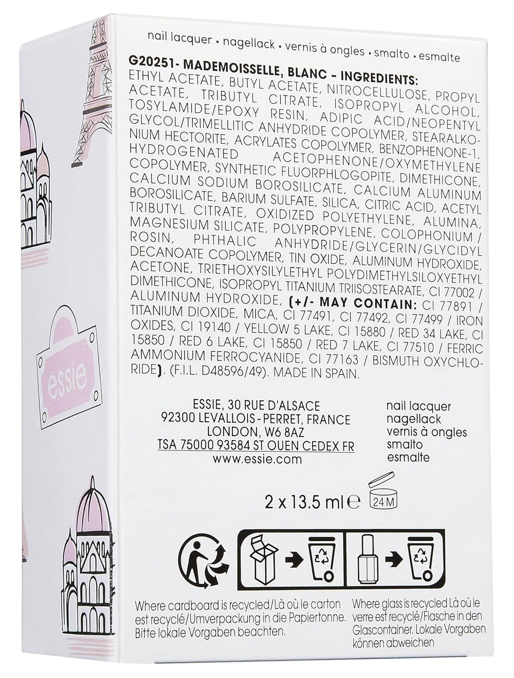 Essie Nailart French-Maniküre-Set (Nr. 01 blanc, Nr. 13 mademoiselle), exklusiver Nagellack: hochwertig, langlebig und farbintensiver