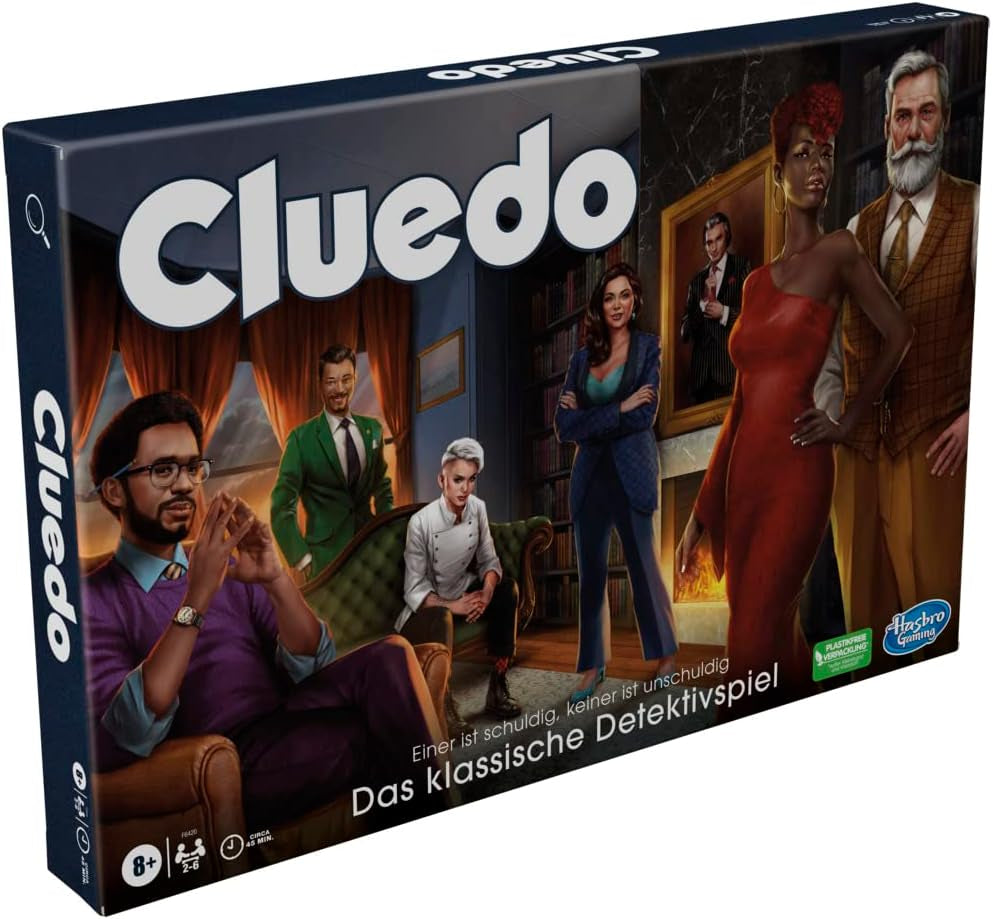 Joc de societate Cluedo Hasbro Gaming pentru copii cu vârsta de 8 ani și peste, joc Cluedo reproiectat pentru 2 până la 6 jucători, joc de detectivi și puzzle, joc de mister perfect pentru