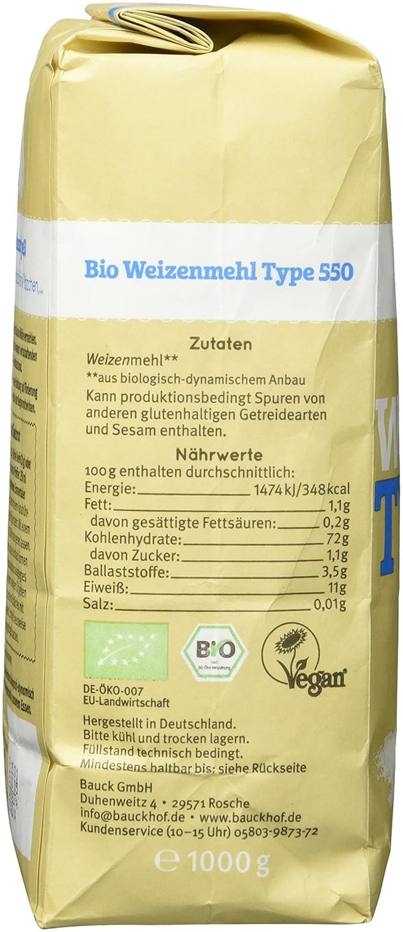 Weizenmehl Hof Typ 550 Demeter, 1 kg