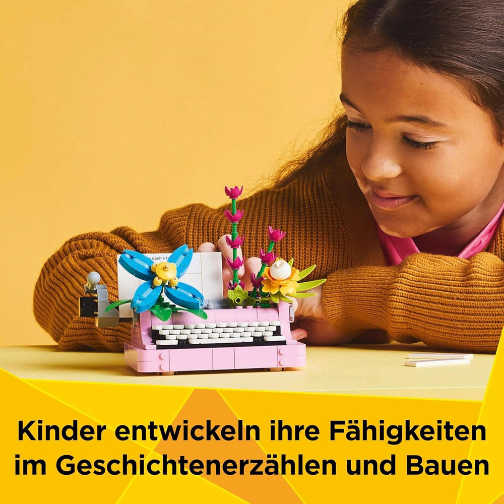 LEGO Creator 3In1 Schreibmaschine mit Blumen – umwandelbares Spielzeug in ein Keytar-Modell oder in einen Blumentopf mit Notizbuch und Stift – Bauset – Geschenk für Mädchen und Jungen ab 8 Jahren 31169 Bausets Besuchen Sie den LEGO-Store