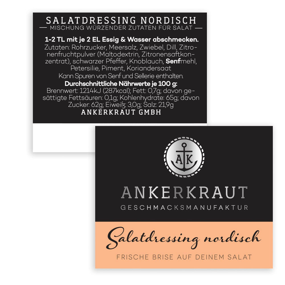 Ankerkraut Salatdressing Nordisch Gewürze, 115g im Korkglas, Dressing für Knackigen Salat Schnell Selber Machen, Premium Qualität aus Hamburg