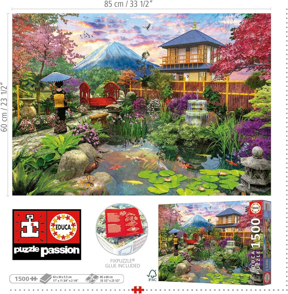 Educa - Puzzle mit 1500 Teilen für Erwachsene | Der japanische Garten. Abmessungen: 85 x 60 cm. Inklusive Fixpuzzle-Puzzlekleber. Seit 14 Jahren (19937) Puzzle Naty Shop