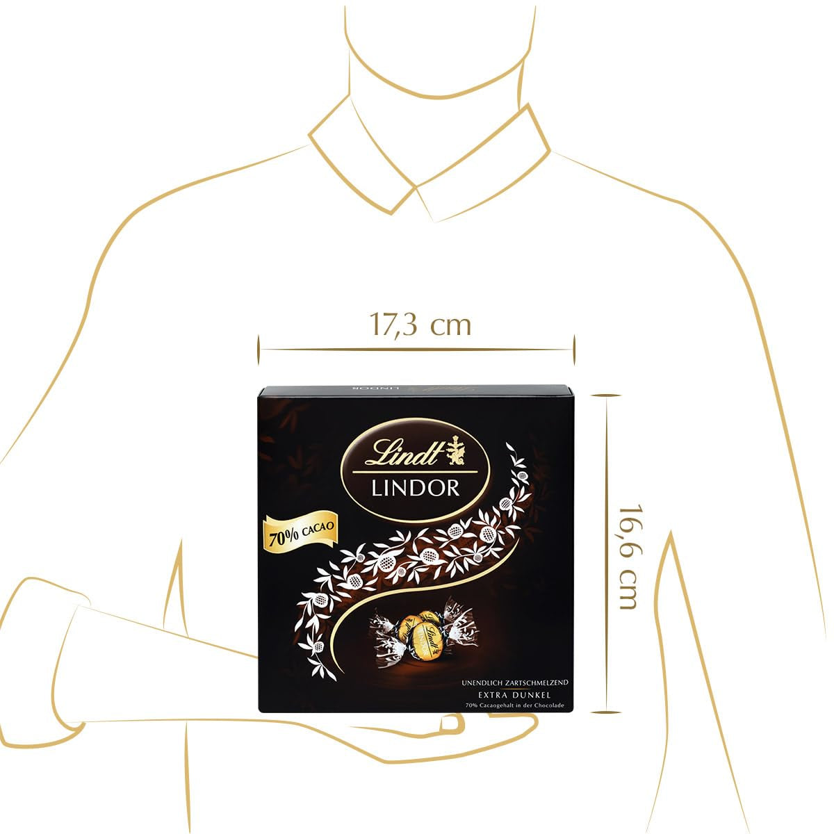 Geschenkbox LINDOR Extra Black 70% Kakao, Geschenkschokolade, ca. 15 LINDOR Trüffel, 186 g (2er Pack)