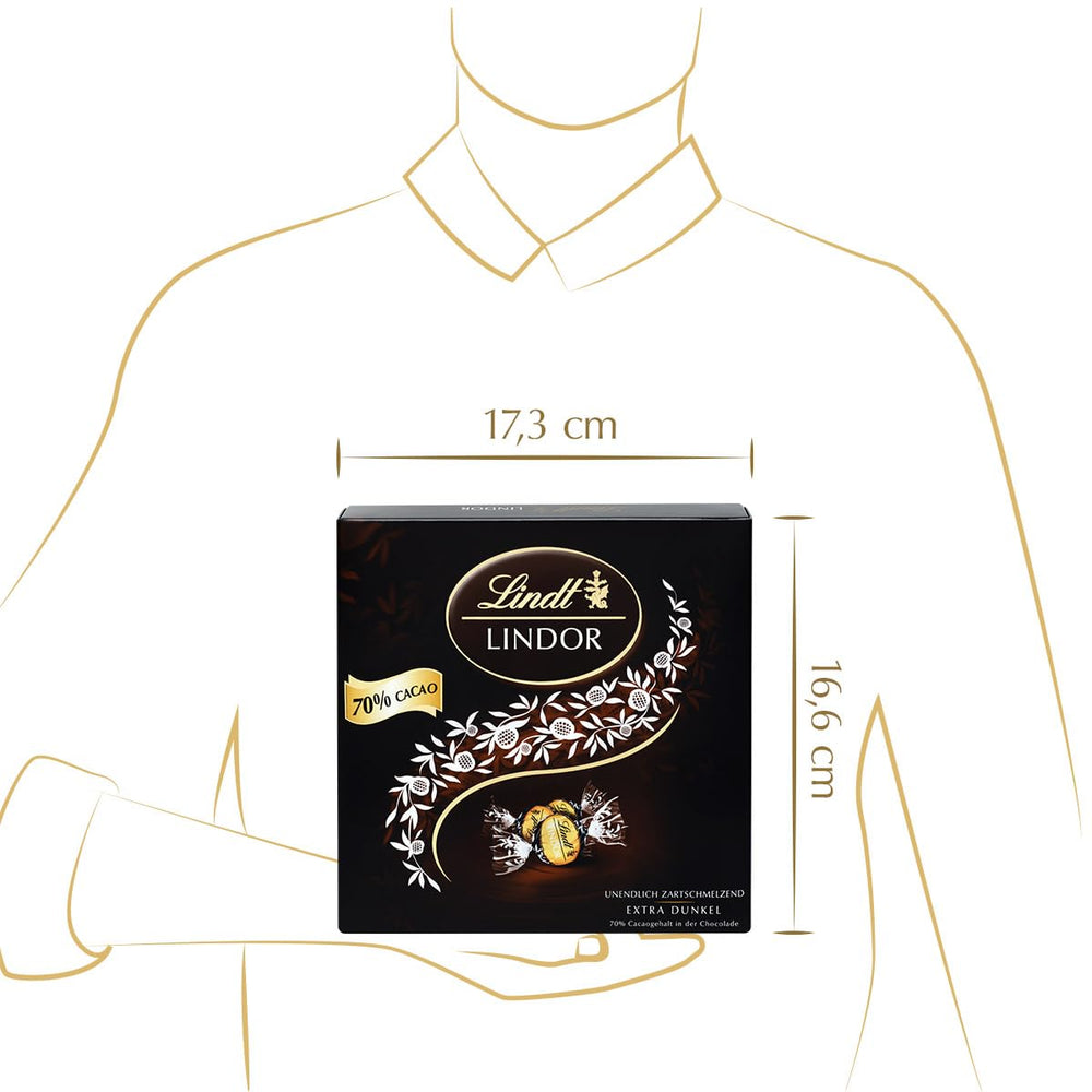 Geschenkbox LINDOR Extra Black 70% Kakao, Geschenkschokolade, ca. 15 LINDOR Trüffel, 186 g (2er Pack)