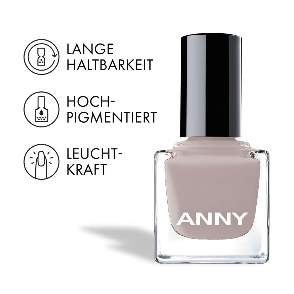 ANNY Nagellack – hochwertiger Farb-Nagellack mit langanhaltendem Glanz, splitterfest und schnell trocknend, Farbe: künstlerischer Stil – kühles Grau – 15 ml