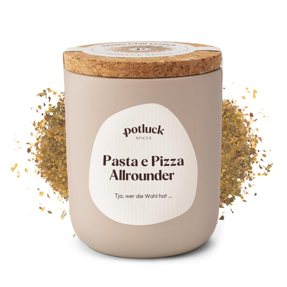 Potluck | Pasta und Pizza Kräuter | Gewürzzubereitung im Keramiktopf | 40g | Vegan, glutenfrei und mit natürlichen Zutaten
