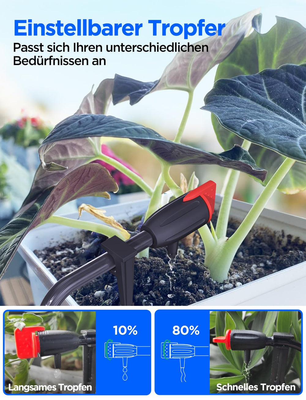 Automatisches WiFi-Innenbewässerungssystem – intelligentes Tropfbewässerungssystem mit App-Steuerung, Bewässerungscomputer für 10 Zimmerpflanzen, Urlaubsbewässerung und Pflanzenbewässerung (grau)