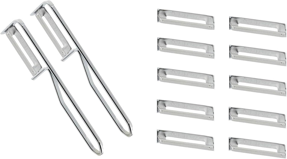 Fackelmann Universalschäler, Edelstahlklingenschäler Naty Shop Sparschäler-Set 2-teilig (inkl. 10 Ersatzklingen)