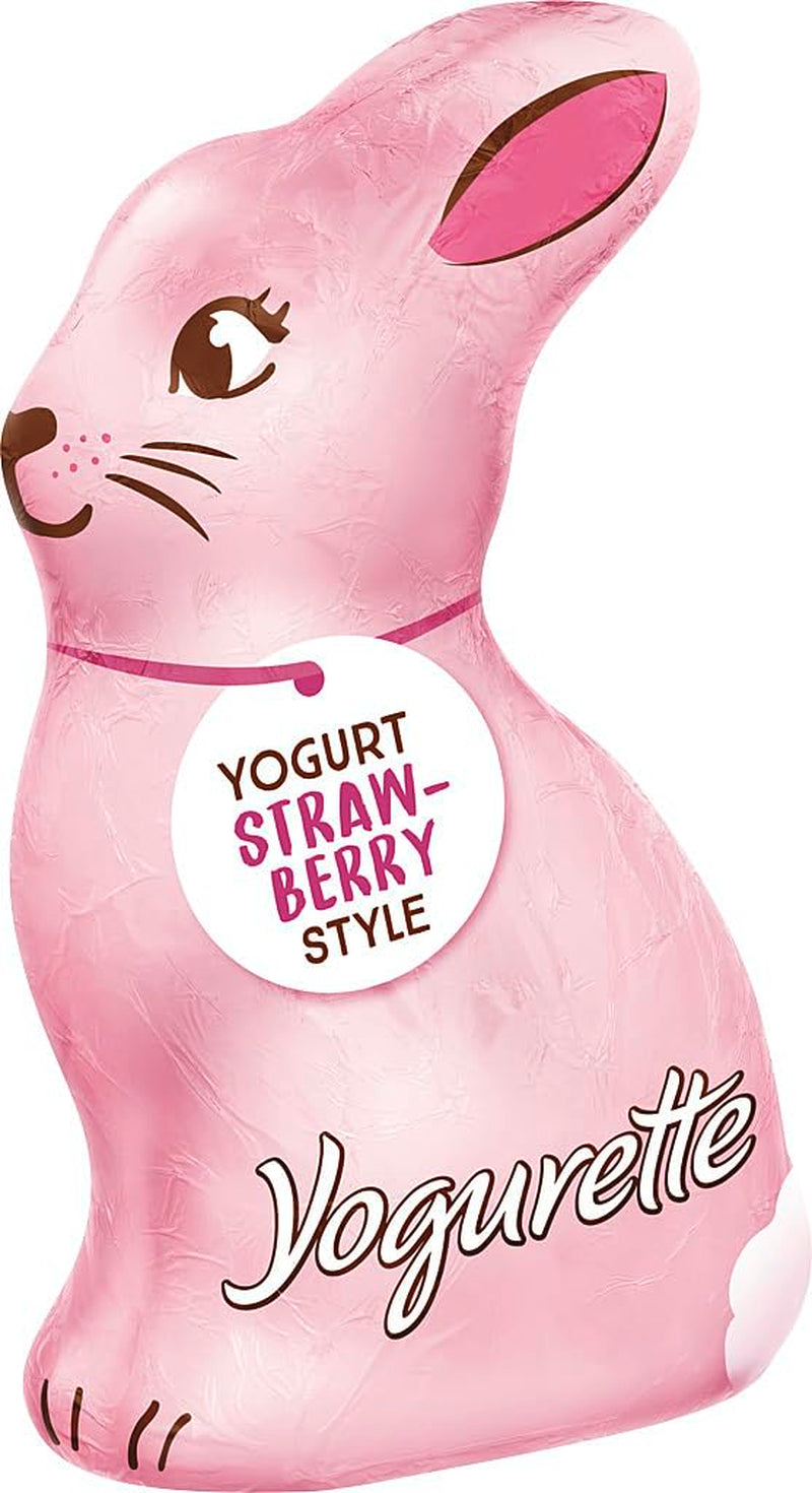 Osterhase mit Joghurt 75g – Schokohase zu Ostern – Weiße Schokolade mit Joghurt und fruchtigen Erdbeerstückchen – Schokohase zu Ostern und Osterkörbchen – Schokoladengeschenk – Ostergeschenk