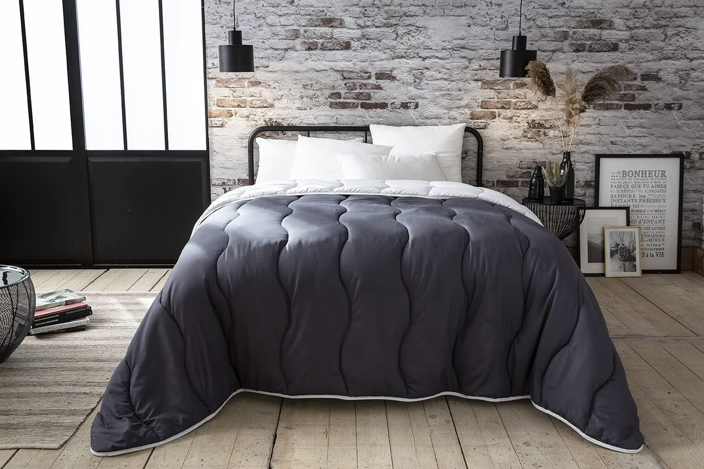 Abeil Steppdecke, zweifarbig, 220 x 240 cm, weiß und grau Steppdecken und Steppdecken Naty Shop