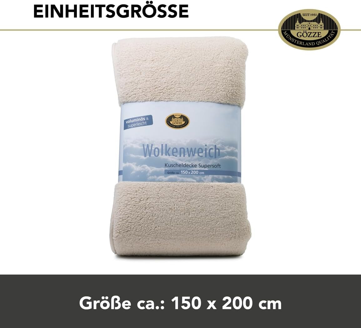 Gözze - Cloud pătură moale cuddly, imitație de piele de oaie, 100% poliester (microfibră), 150 X 200 Cm - Camel Plapumi si pilote Naty Shop