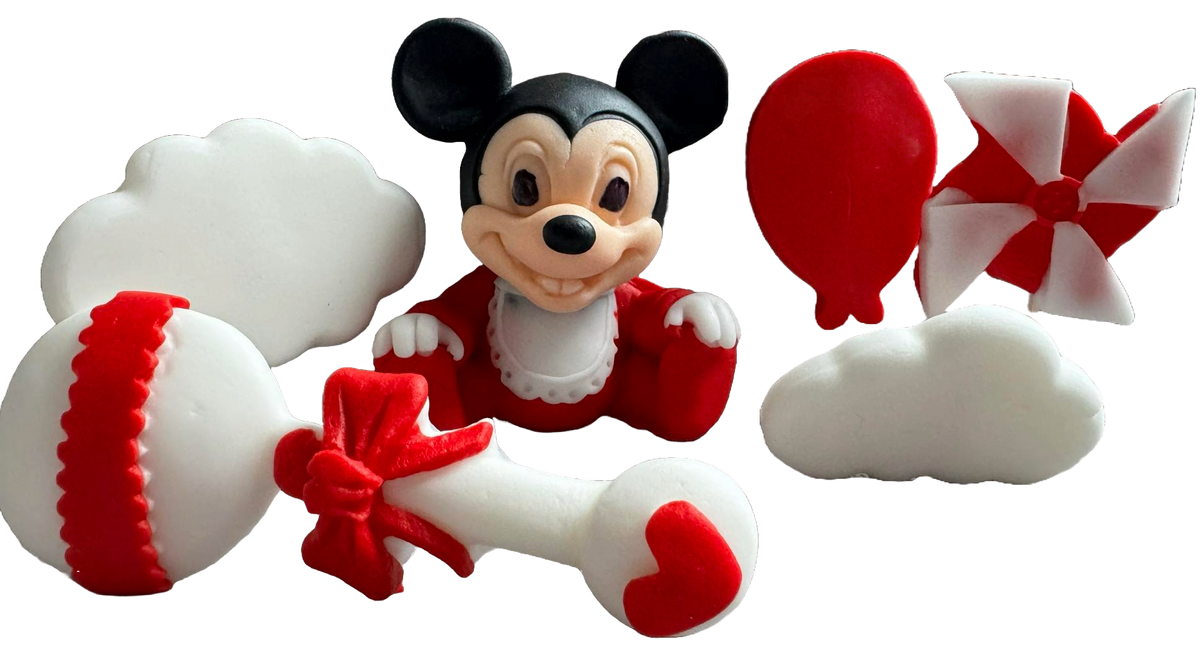 Set 6 decoratiuni comestibile din zahar, Mickey Mouse Decoratiuni din Pasta de Zahar Naty Shop
