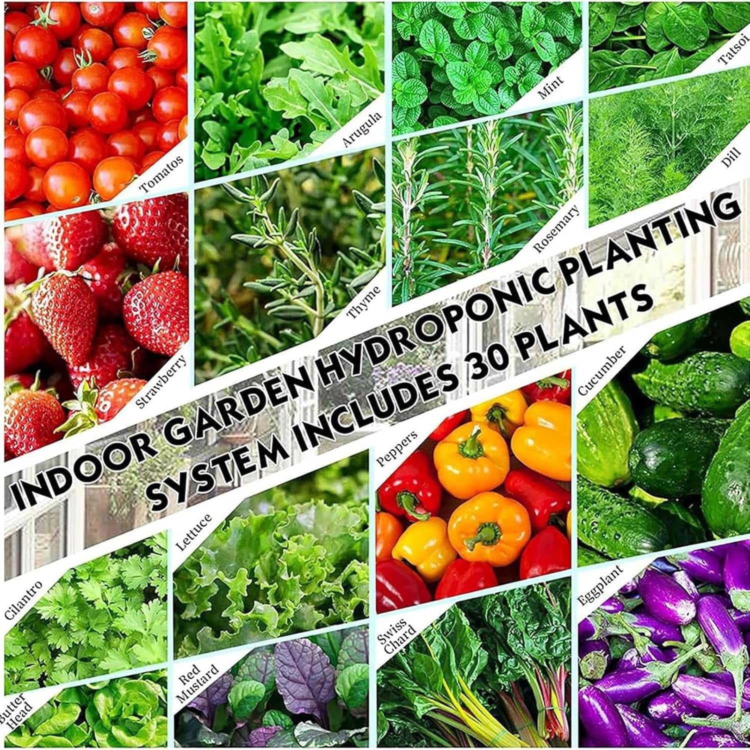30 Kapseln Hydrokulturturm, Hydrokultur-Anbausystem, Aeroponik-Anbauset für Kräuter, Obst und Gemüse mit Befeuchtungspumpe, Adapter, Netztopf, Kräuter-, Obst- und Gemüse-Timer