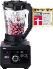 Braun Hochleistungsmixer Powerblend 9 JB9040 – Standmixer Mit Glas-Mixkrug, 18 Mixprogramme, 10 Geschwindigkeiten + Pulsefunktion, Heiße Suppen Funktion, Reinigungsprogramm, Stampfer, 1600 W, Schwarz Kitchen Naty Shop