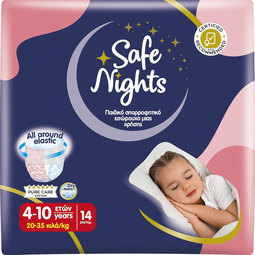 Safe Nights Girl, saugfähige Nachtwäsche für Mädchen von 8–16 Jahren (30–50 kg), 14er-Pack