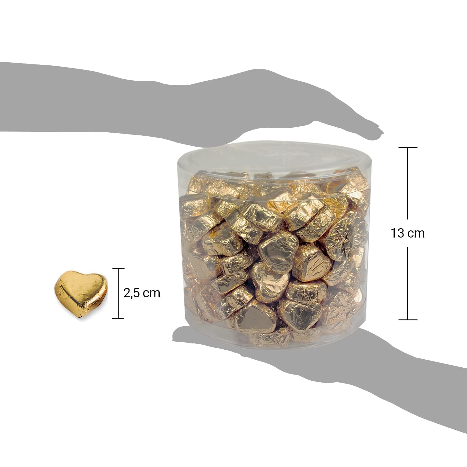 Günthart 150 Stück goldene Schokoladenherzen mit Nougatfüllung, Rentier | Rudolph der Rote - Nougatcreme | Goldene Schokoladenherzen | Wettbewerb | Goldene Schokoladenherzen | Weihnachten (1,2 kg)