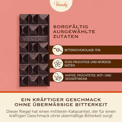 Venchi – Zartbitterschokolade 70 %, 78 g – Mit ausgewählten Kakaomischungen – Glutenfrei – Vegan