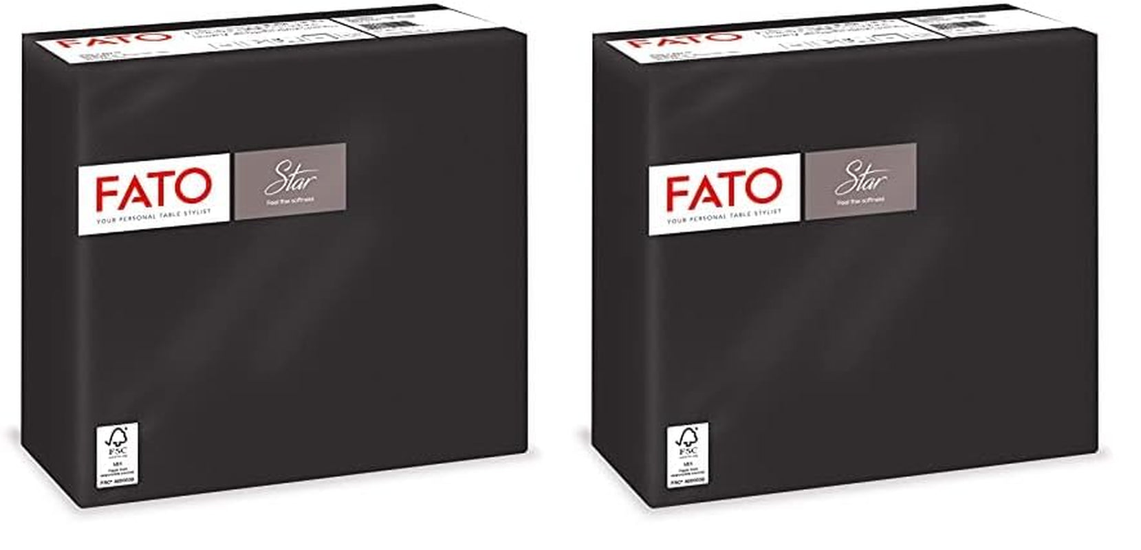 - Șervețele de hârtie de unică folosință, Softness And Softness, pachet de 40 de șervețele, dimensiune 38X38 pliate în 4, 2 straturi, culoare neagră, 100% hârtie din celuloză pură, certificate Fsc (pachet de 2)