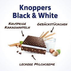 Schwarz und Weiß – 2 x 200 g (2 x 8 Stück) – Waffelscheiben gefüllt mit dunklen Kakaowaffeln, schwarzen Teigstücken, Milch und Nougatcreme